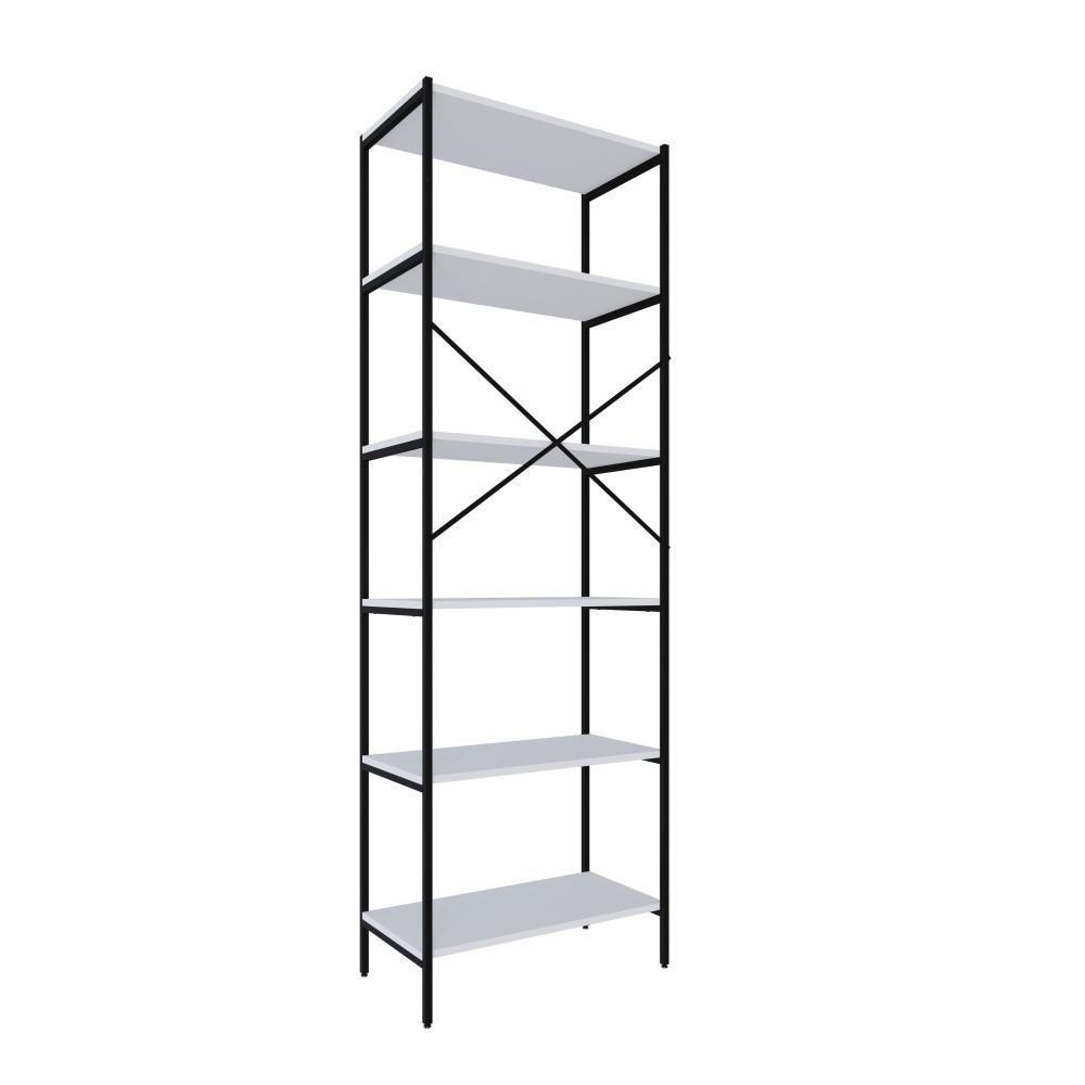 Estante C/06 Prateleiras 186x60x33cm Tub Tueh1866 Branco Chess - Est.preta Branco Chess / Est.preta - 6