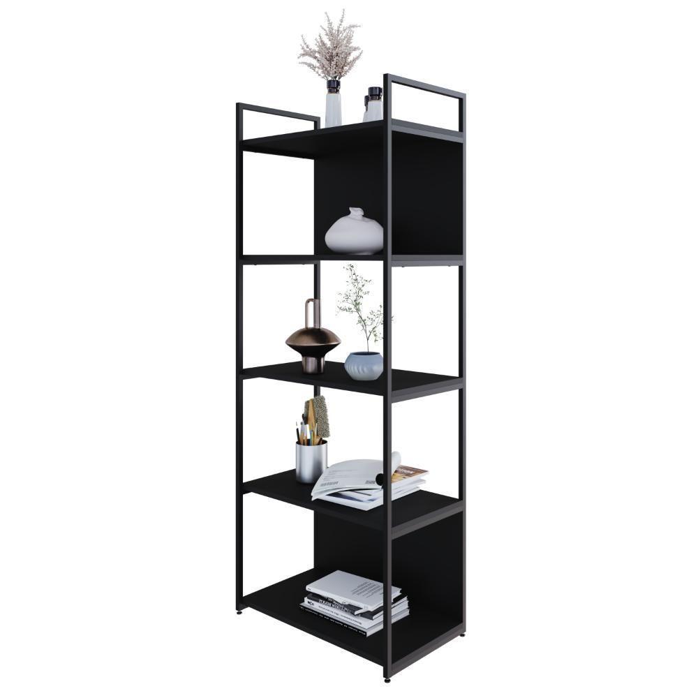 Estante C/05 Prateleiras 152x60x33cm C/fundo Yon Preto Tx/est.preta Preto Tx/est.preta - 2