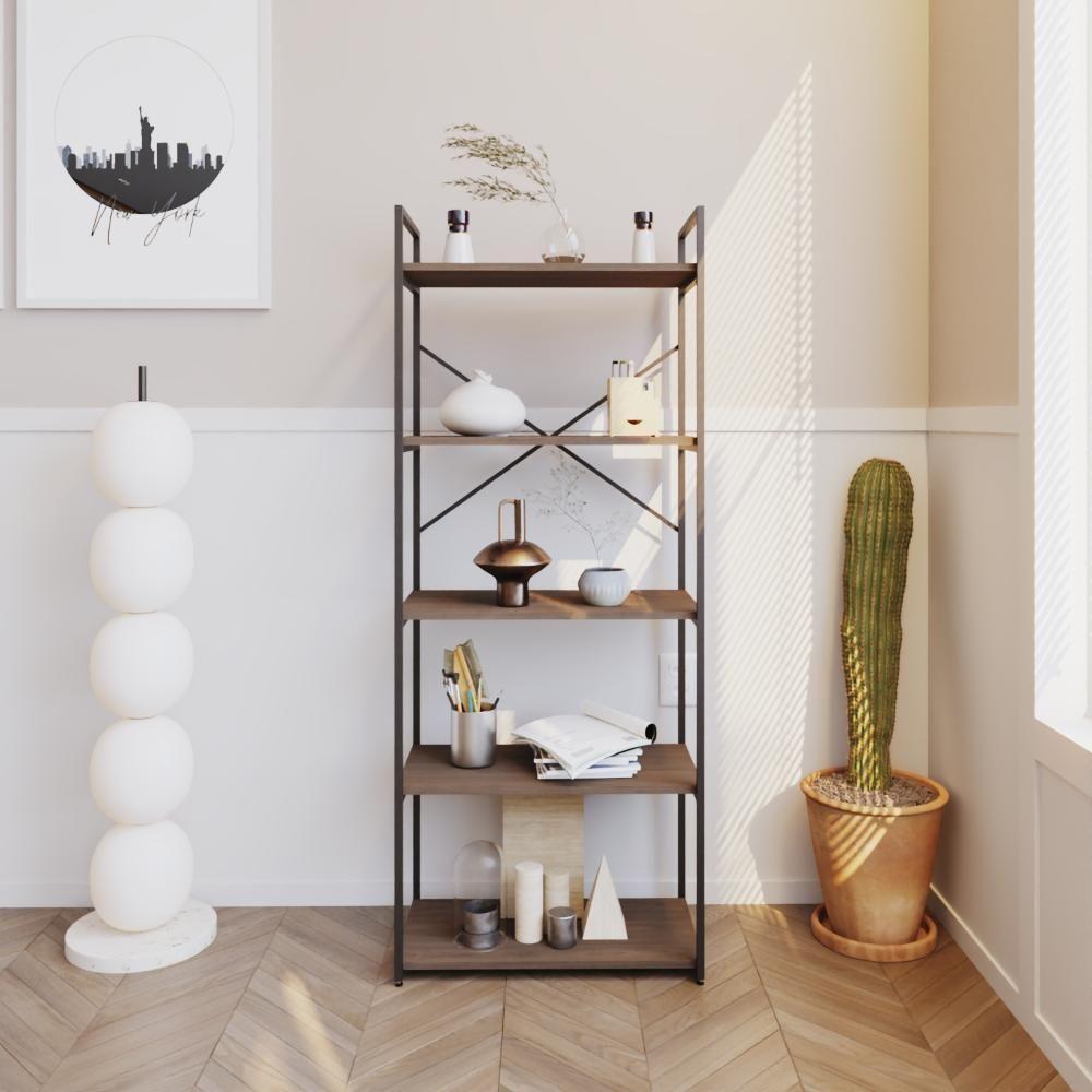 Estante C/05 Prateleiras 152x60x33cm Yon Terracota/est.preta Terracota/est.preta - 2