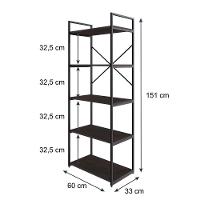 Estante C/05 Prateleiras 152x60x33cm Yon Terracota/est.preta Terracota/est.preta - 5