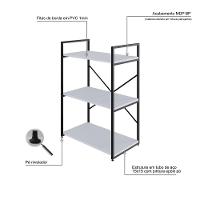 Estante C/03 Prateleiras 84x60x33cm Yon Branco Tx/est.preta Branco Tx/est.preta - 3