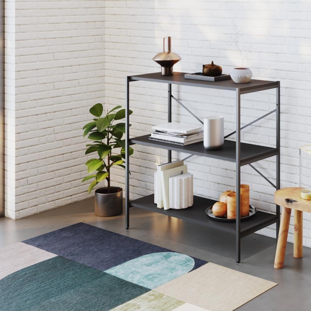 Estante C/03 Prateleiras 84x80x33cm Tub Tueh883 Preto ônix - Est.preta Preto ônix / Est.preta - 2