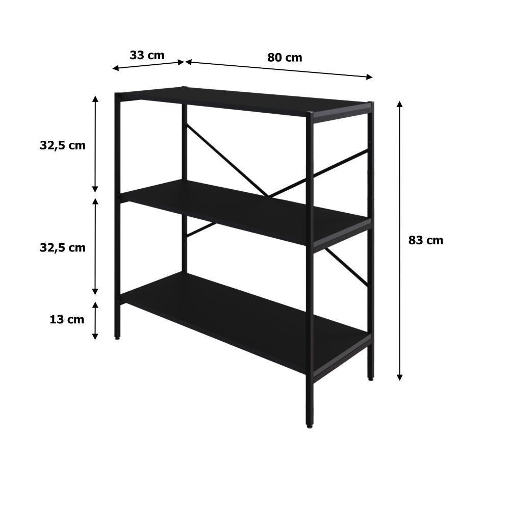 Estante C/03 Prateleiras 84x80x33cm Tub Tueh883 Preto ônix - Est.preta Preto ônix / Est.preta - 7