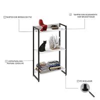 Estante Dynamica 60x30x104cm C/03 Prateleiras Branco Chess / Est.preta Branco Chess / Est.preta