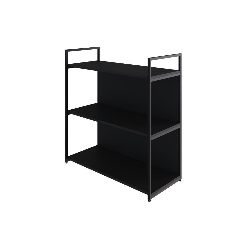 Estante C/03 Prateleiras 84x80x33cm C/fundo Yon Preto Tx/est.preta Preto Tx/est.preta - 1