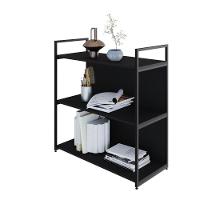 Estante C/03 Prateleiras 84x80x33cm C/fundo Yon Preto Tx/est.preta Preto Tx/est.preta