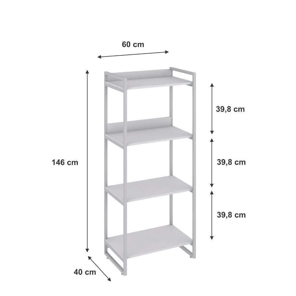 Estante Kuadra 60x40x146cm C/04 Prateleiras Branco Chess / Est.branca Branco Chess / Est.branca - 5