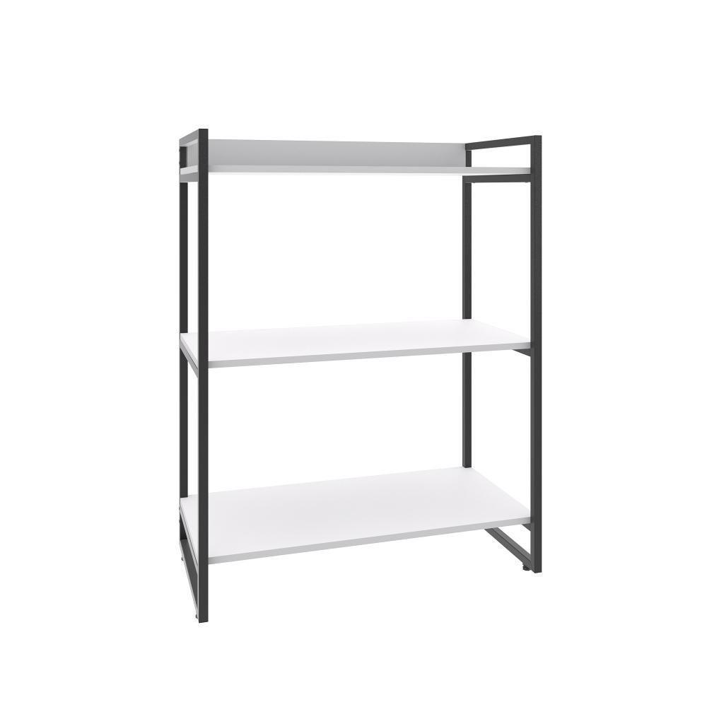 Estante Kuadra 80x40x104cm C/03 Prateleiras Branco Chess / Est.preta Branco Chess / Est.preta - 1