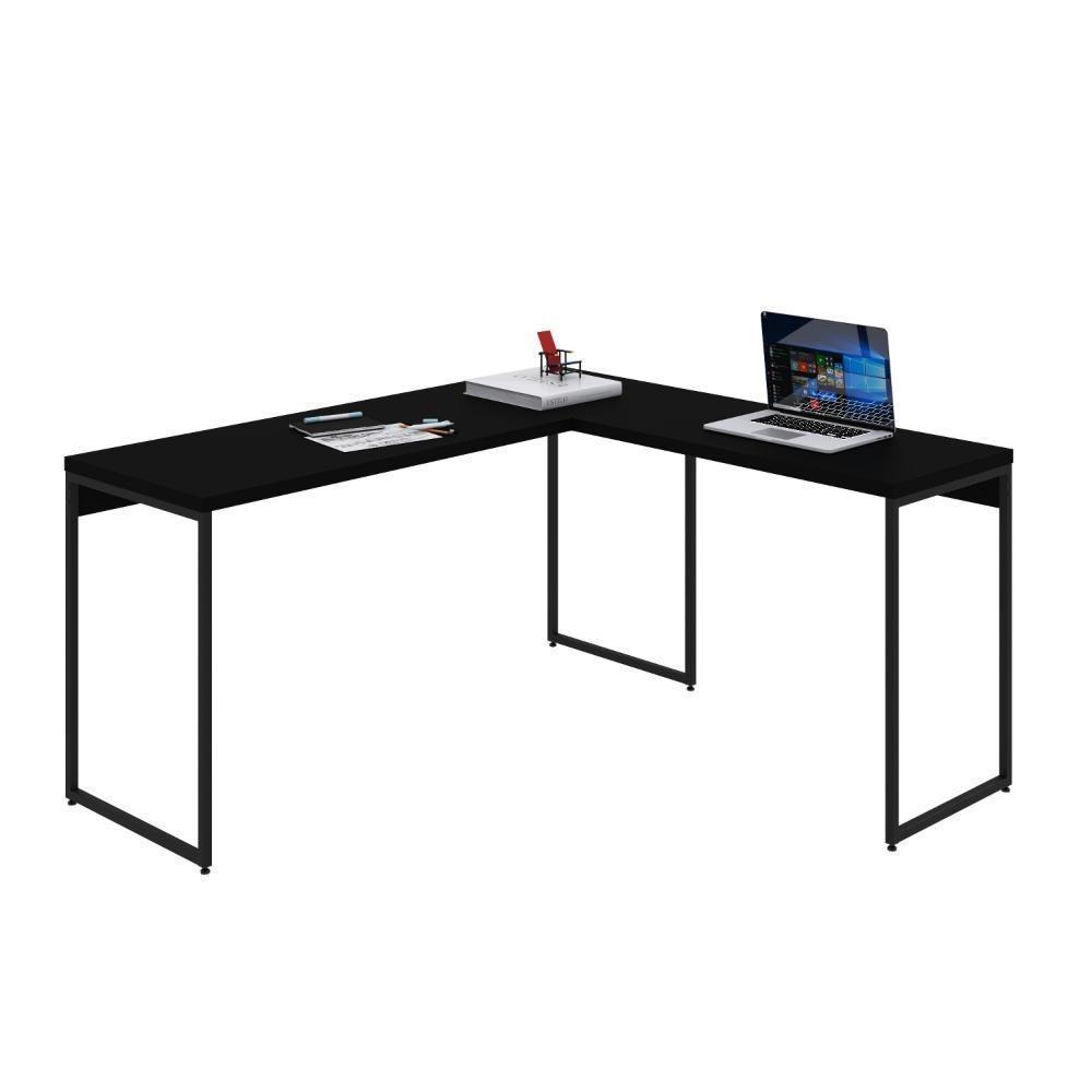 Mesa Em L Dynamica Diretor 150x140x75cm Preto ônix Estrutura preta - 4