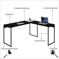 Mesa Em L Dynamica Diretor 150x140x75cm Preto ônix Estrutura preta - 3