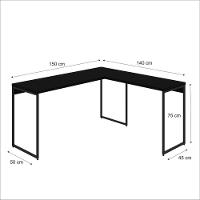 Mesa Em L Dynamica Diretor 150x140x75cm Preto ônix Estrutura preta - 5