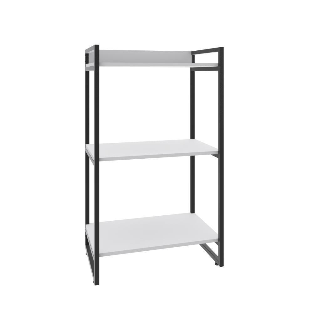 Estante Kuadra 60x40x104cm C/03 Prateleiras Branco Chess / Est.preta Branco Chess / Est.preta - 1