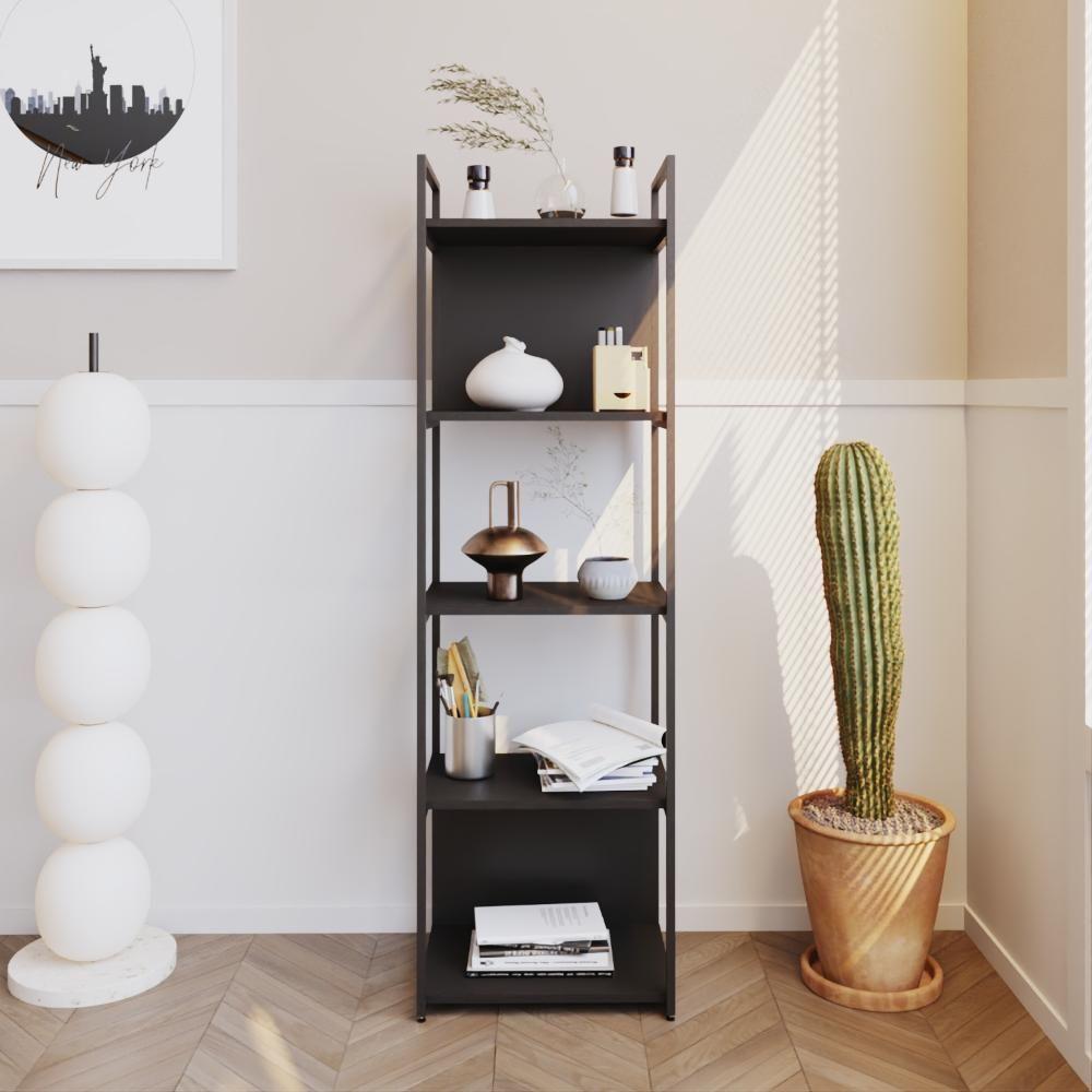 Estante C/05 Prateleiras 152x45x33cm C/fundo Yon Preto Tx/est.preta Preto Tx/est.preta - 2