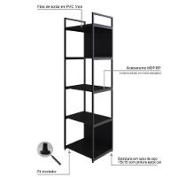 Estante C/05 Prateleiras 152x45x33cm C/fundo Yon Preto Tx/est.preta Preto Tx/est.preta - 3