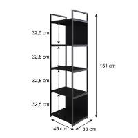 Estante C/05 Prateleiras 152x45x33cm C/fundo Yon Preto Tx/est.preta Preto Tx/est.preta - 5