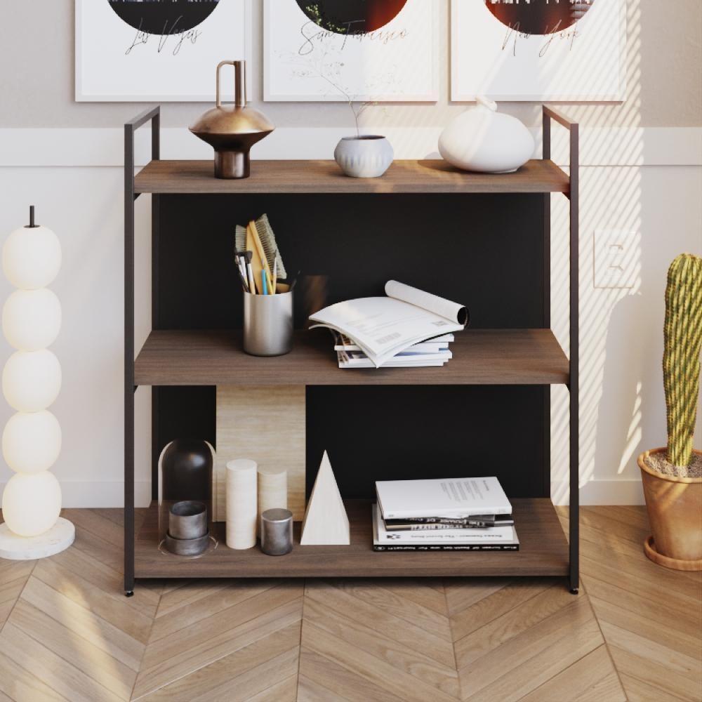 Estante C/03 Prateleiras 84x80x33cm C/fundo Yon Terracota/est.preta Terracota/est.preta - 2