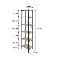 Estante C/06 Prateleiras 186x45x33cm Tub Tueh1846 Carvalho - Est.preta Carvalho / Est.preta - 7