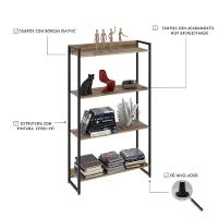 Estante Dynamica 80x30x146cm C/04 Prateleiras Carvalho / Est.preta Carvalho / Est.preta