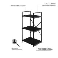 Estante C/03 Prateleiras 84x45x33cm Yon Preto Tx/est.preta Preto Tx/est.preta - 3