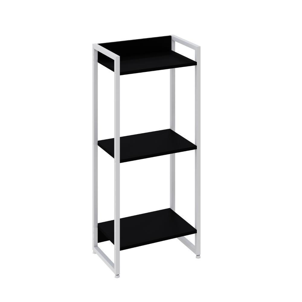 Estante Dynamica 45x30x104cm C/03 Prateleiras Preto ônix / Est.branca Preto ônix / Est.branca - 1