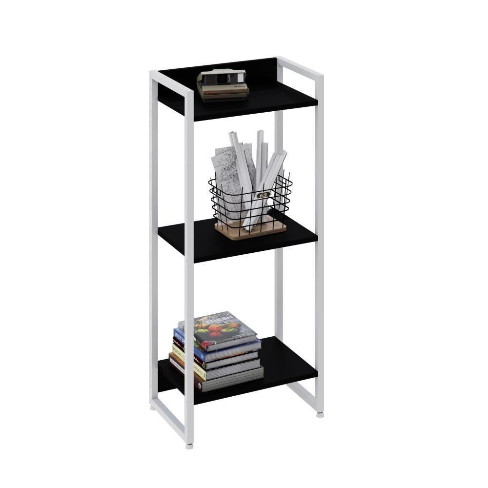 Estante Dynamica 45x30x104cm C/03 Prateleiras Preto ônix / Est.branca Preto ônix / Est.branca - 4