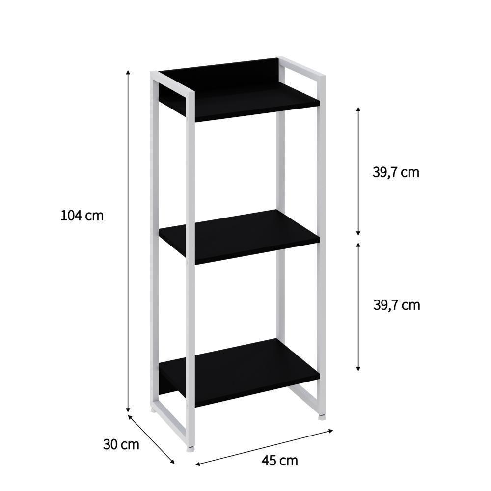 Estante Dynamica 45x30x104cm C/03 Prateleiras Preto ônix / Est.branca Preto ônix / Est.branca - 5