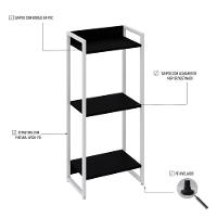 Estante Dynamica 45x30x104cm C/03 Prateleiras Preto ônix / Est.branca Preto ônix / Est.branca - 3