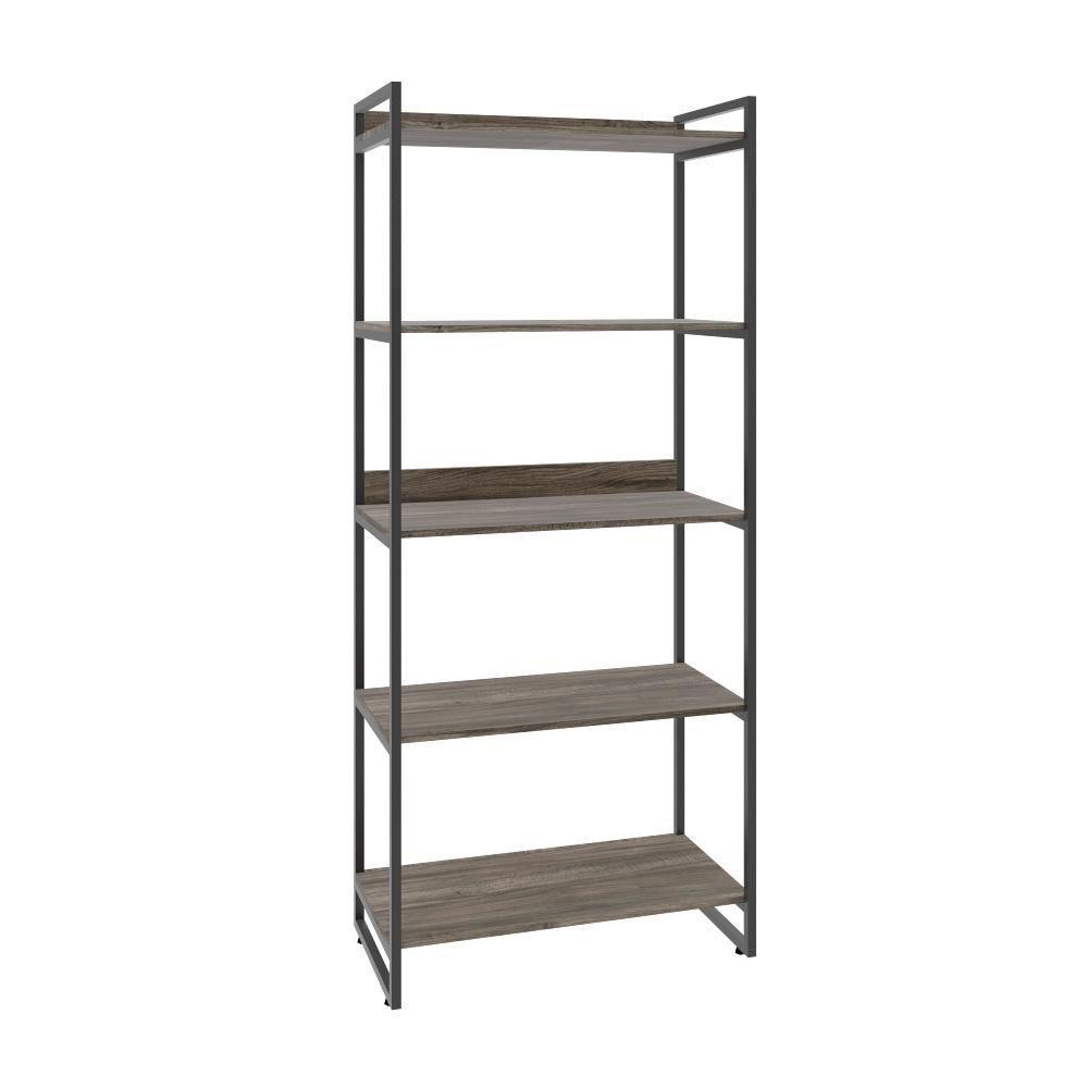 Estante Kuadra 80x40x187cm C/05 Prateleiras Carvalho Dark / Est.preta Carvalho Dark / Est.preta - 1