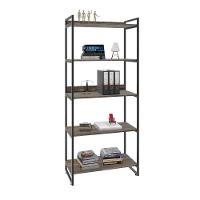 Estante Kuadra 80x40x187cm C/05 Prateleiras Carvalho Dark / Est.preta Carvalho Dark / Est.preta - 5