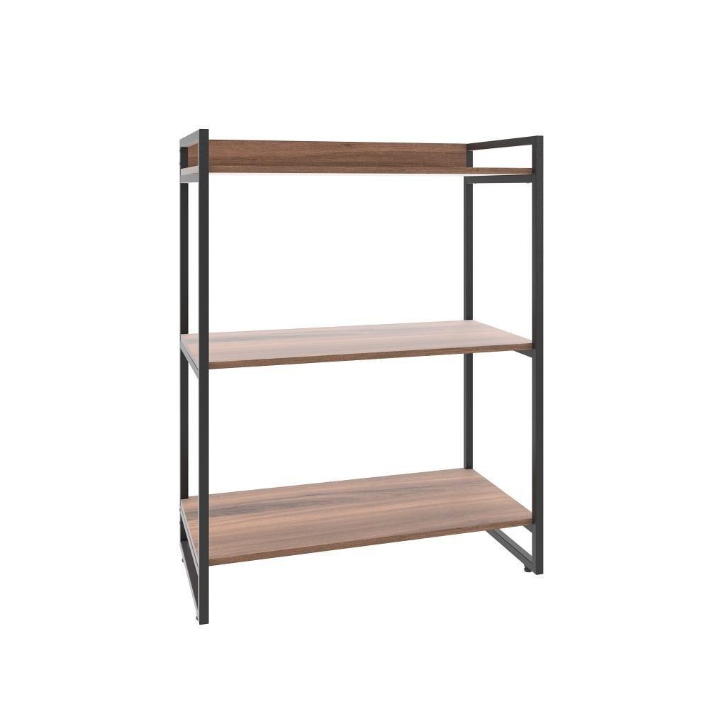 Estante Kuadra 80x40x104cm C/03 Prateleiras Nogal / Est.preta Nogal / Est.preta - 1