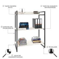 Estante Kuadra 80x40x104cm C/03 Prateleiras Snow / Est.preta Snow / Est.preta