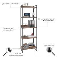 Estante Kuadra 60x40x187cm C/05 Prateleiras Nogal / Est.preta Nogal / Est.preta