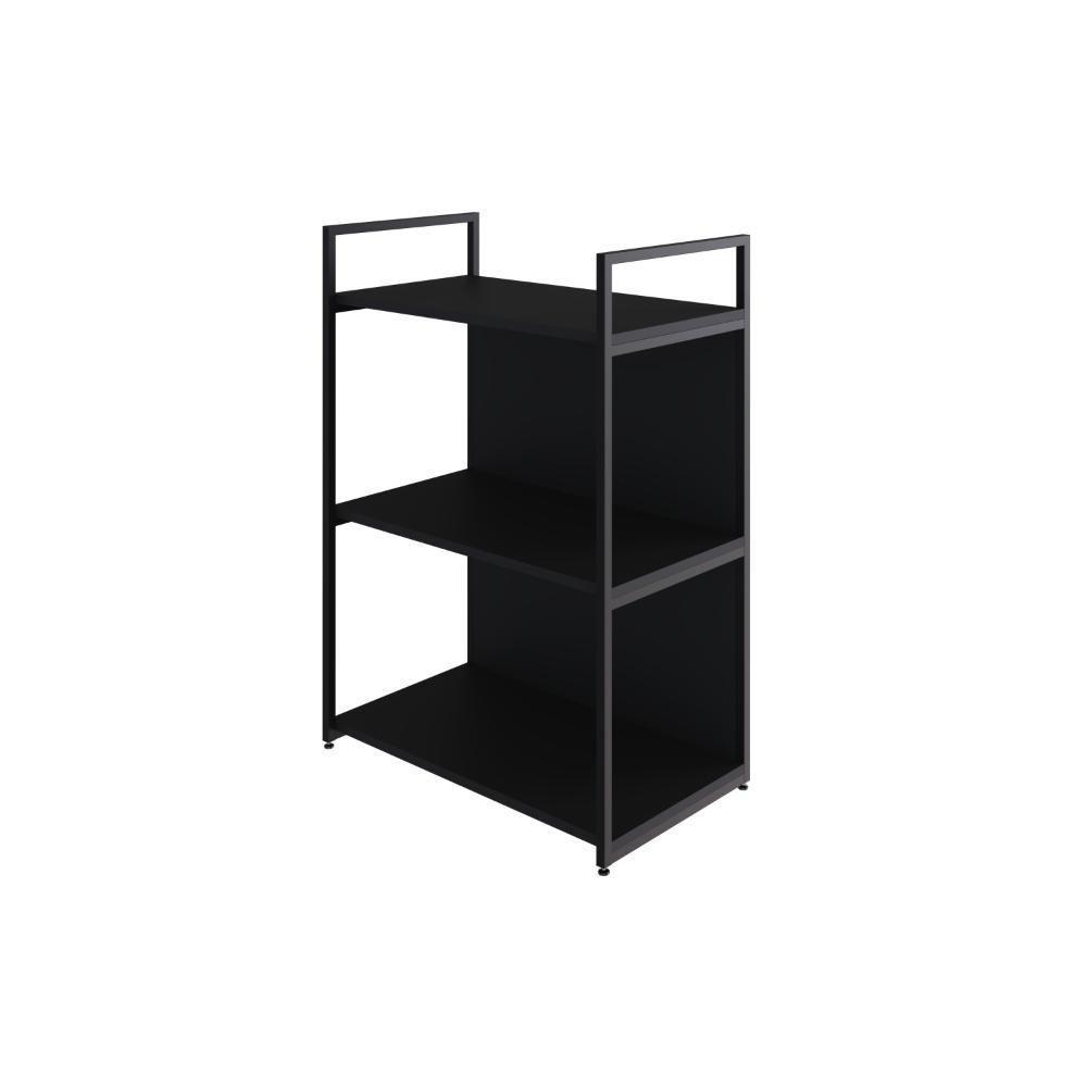 Estante C/03 Prateleiras 84x60x33cm C/fundo Yon Preto Tx/est.preta Preto Tx/est.preta - 1