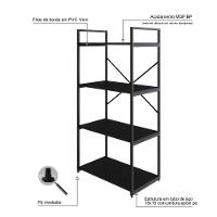 Estante C/04 Prateleiras 118x60x33cm Yon Preto Tx/est.preta Preto Tx/est.preta - 3