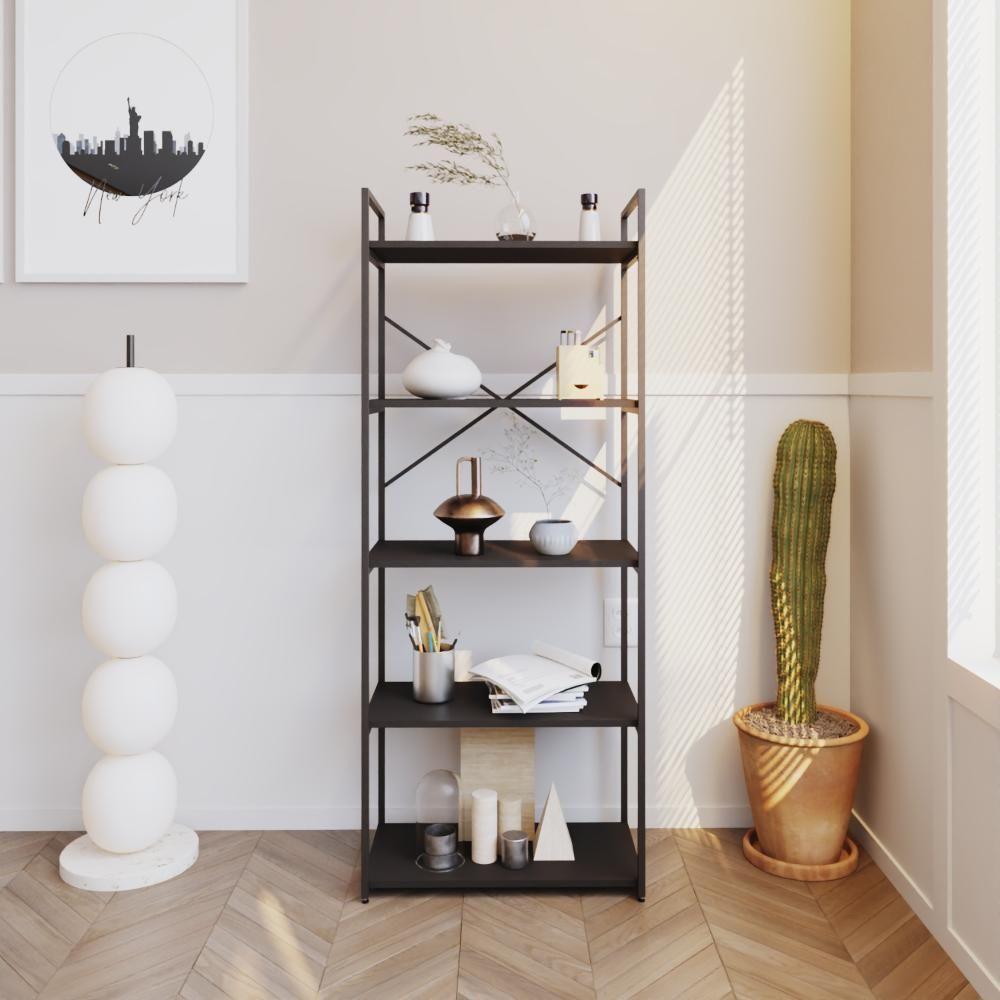 Estante C/05 Prateleiras 152x60x33cm Yon Preto Tx/est.preta Preto Tx/est.preta - 2