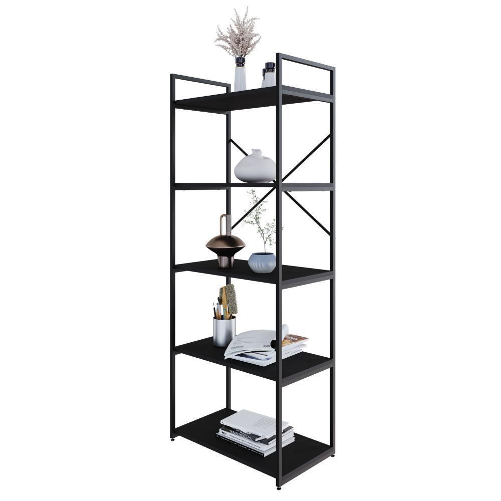 Estante C/05 Prateleiras 152x60x33cm Yon Preto Tx/est.preta Preto Tx/est.preta - 4