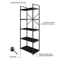 Estante C/05 Prateleiras 152x60x33cm Yon Preto Tx/est.preta Preto Tx/est.preta - 3