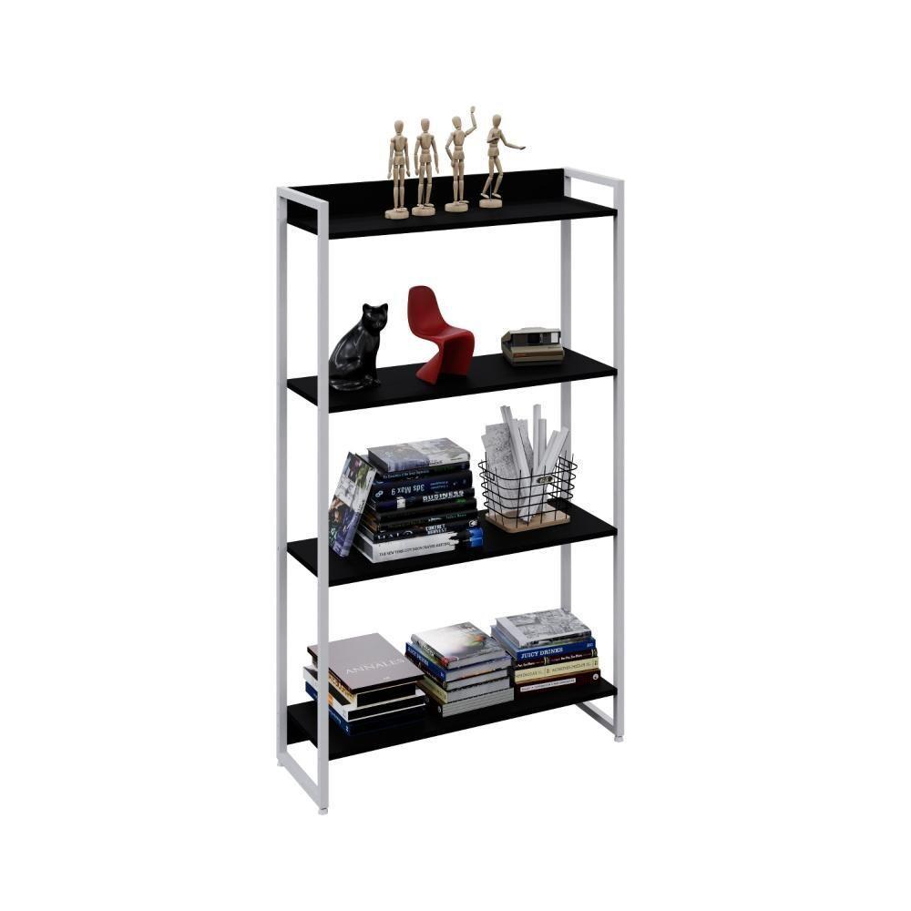 Estante Dynamica 80x30x146cm C/04 Prateleiras Preto ônix / Est.branca Preto ônix / Est.branca - 4
