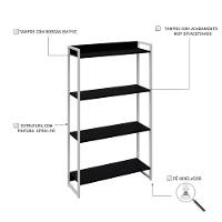 Estante Dynamica 80x30x146cm C/04 Prateleiras Preto ônix / Est.branca Preto ônix / Est.branca - 3