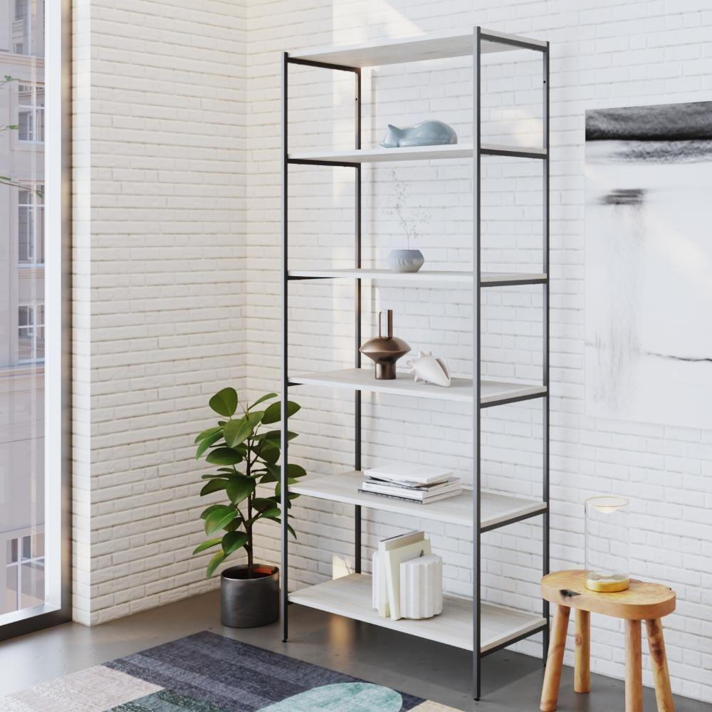 Estante C/06 Prateleiras 186x80x33cm Tub Tueh1886 Snow - Est.preta Snow / Est.preta - 2