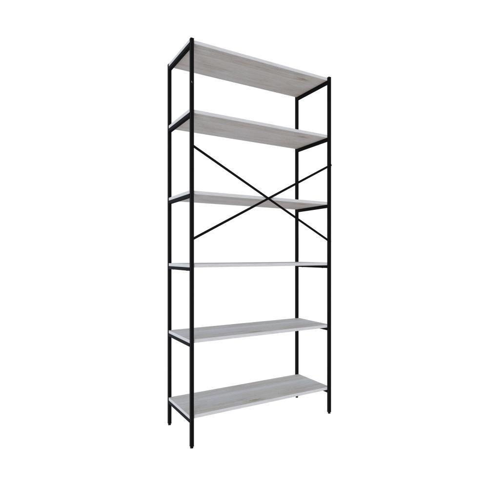 Estante C/06 Prateleiras 186x80x33cm Tub Tueh1886 Snow - Est.preta Snow / Est.preta - 6