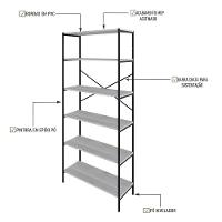 Estante C/06 Prateleiras 186x80x33cm Tub Tueh1886 Snow - Est.preta Snow / Est.preta - 3