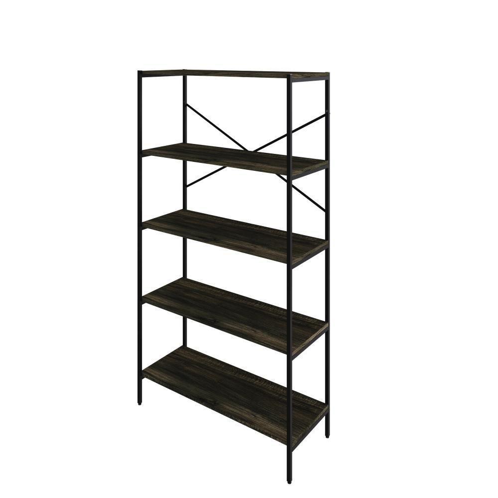 Estante C/05 Prateleiras 152x80x33cm Tub Tueh1585 Carvalho Dark - Est.preta Carvalho Dark / Est.preta - 1