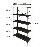 Estante C/05 Prateleiras 152x80x33cm Tub Tueh1585 Carvalho Dark - Est.preta Carvalho Dark / Est.preta - 7