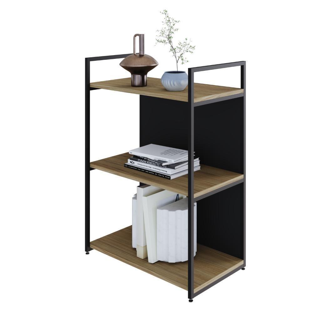 Estante C/03 Prateleiras 84x60x33cm C/fundo Yon Vermont Oak/est.preta Vermont Oak/est.preta - 4