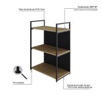 Estante C/03 Prateleiras 84x60x33cm C/fundo Yon Vermont Oak/est.preta Vermont Oak/est.preta - 3