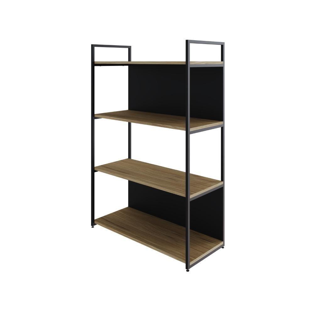 Estante C/04 Prateleiras 118x80x33cm C/fundo Yon Vermont Oak/est.preta Vermont Oak/est.preta - 1