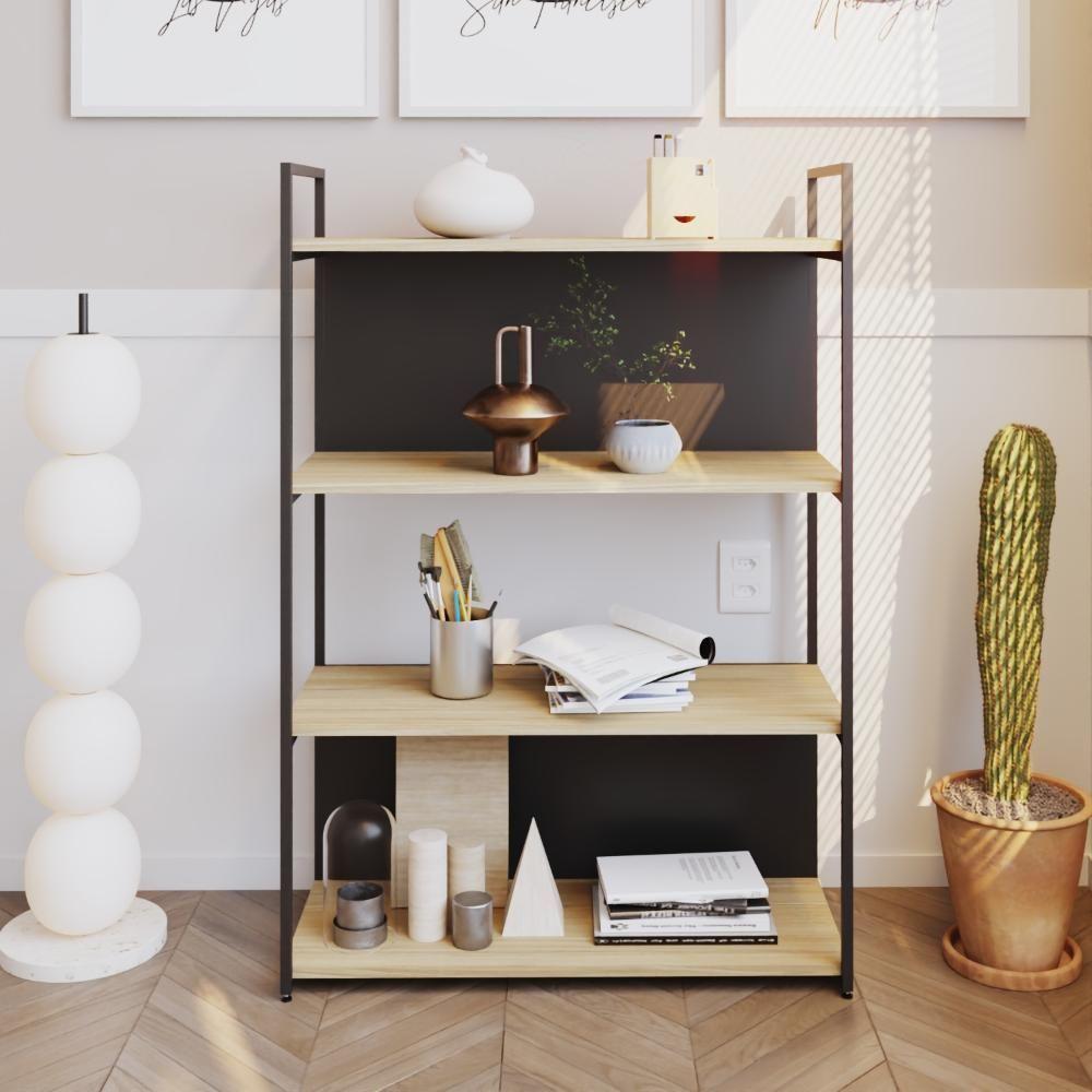 Estante C/04 Prateleiras 118x80x33cm C/fundo Yon Vermont Oak/est.preta Vermont Oak/est.preta - 2