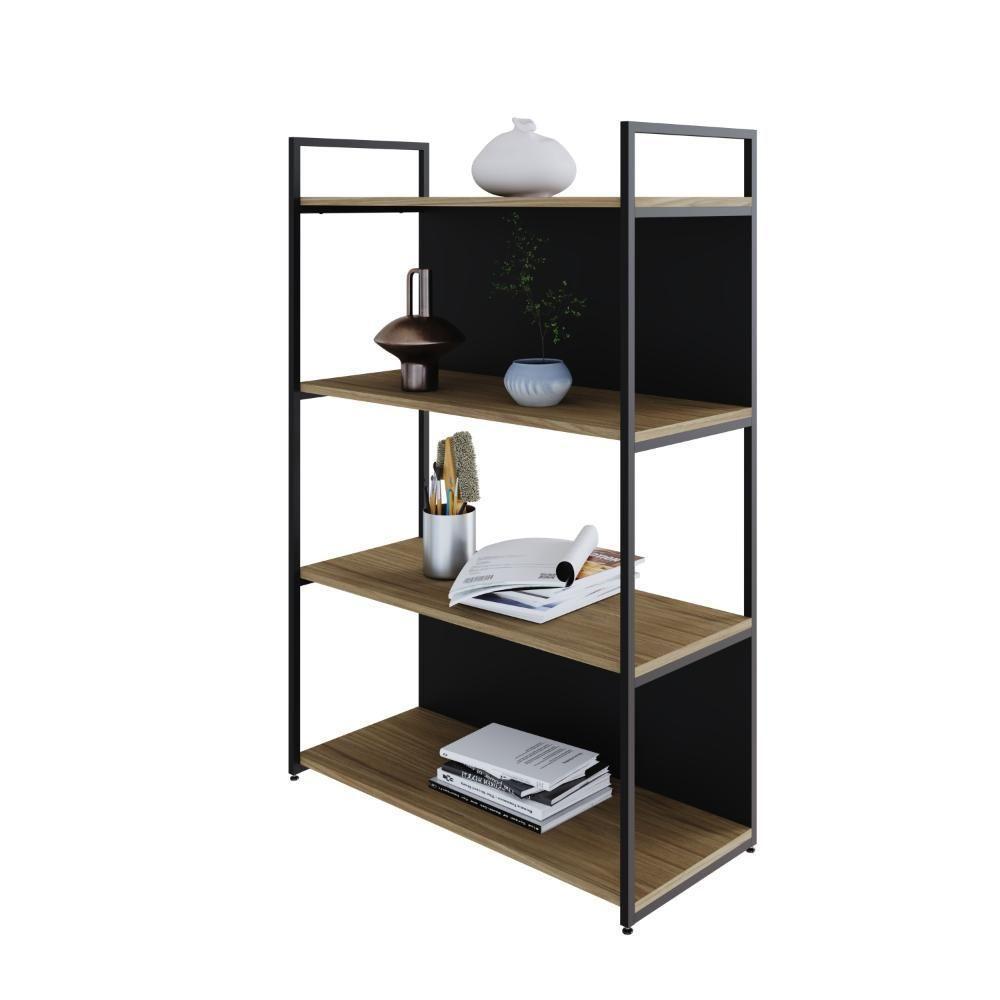 Estante C/04 Prateleiras 118x80x33cm C/fundo Yon Vermont Oak/est.preta Vermont Oak/est.preta - 4