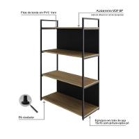 Estante C/04 Prateleiras 118x80x33cm C/fundo Yon Vermont Oak/est.preta Vermont Oak/est.preta - 3